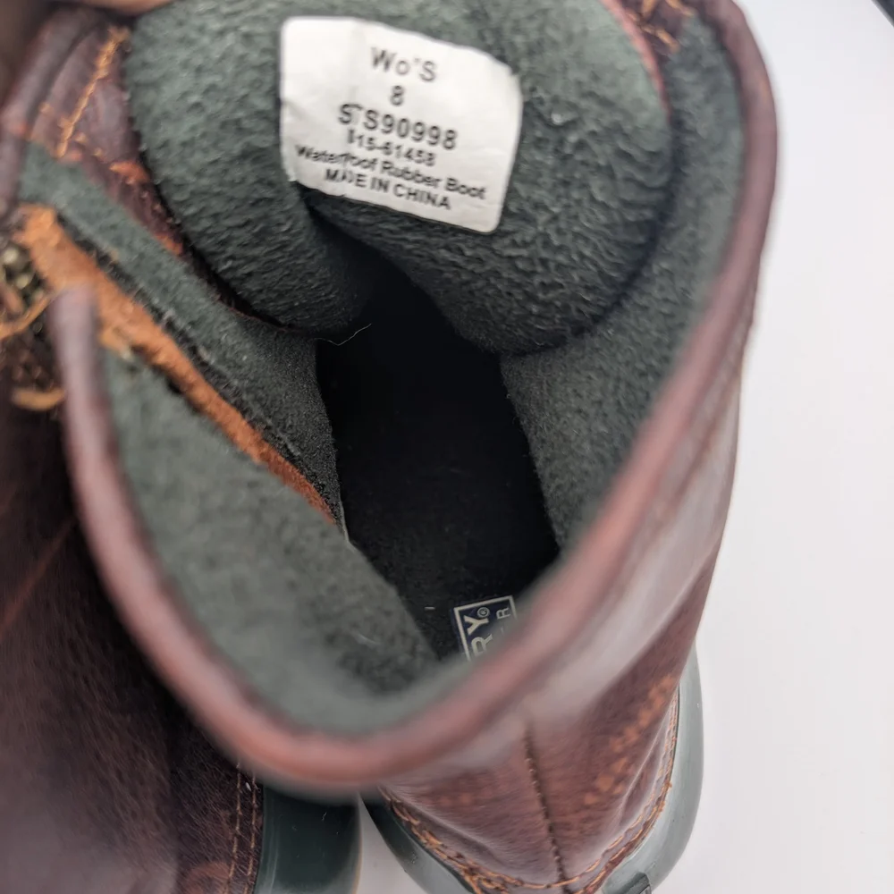 Sperry Top-Sider Women's Saltwater Duck Rain Boot Green Brown Tan Size 8